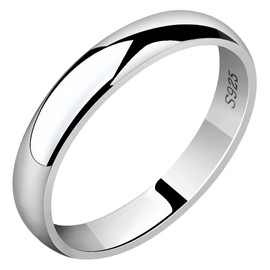 Meixao Unisex Solid 925 Sterling Silver Highly Polished Wedding Ring 4mm Band In Sizes J-Z (V)