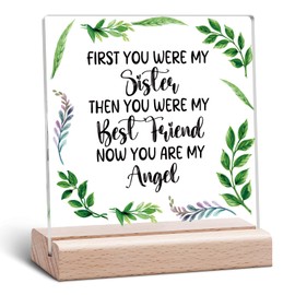 Memorial Gift for Loss of Sister Memorial Acrylic Plaque Bereavement Gifts for Loss of Sister Remembrance Clear Desk Decorative Condolence Present Acrylic Plaque with Wooden Stand Desk Decor