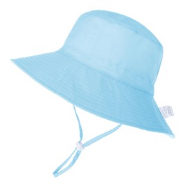 Sombrero de sol para bebé, playa, verano, cara sonriente, UPF 50+, gorra ajustable, Azul claro, 6-12 Meses