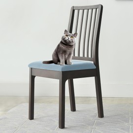 SONNACH Chair Seat Covers - Soft Velvet Slipcovers for Dining Room Chairs - Transform Your Space with Easy-to-Install, Elasticized Slipcovers (4, Baby Blue)