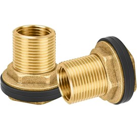 Brass Tank Fitting Water Butt Feedthrough Container Screw Connection Made of Brass with 3/4 Inch Male Thread with 3/4 Inch Male Thread x 1/2 Inch Female Thread for Rain Barrel Water Tanks Cisterns