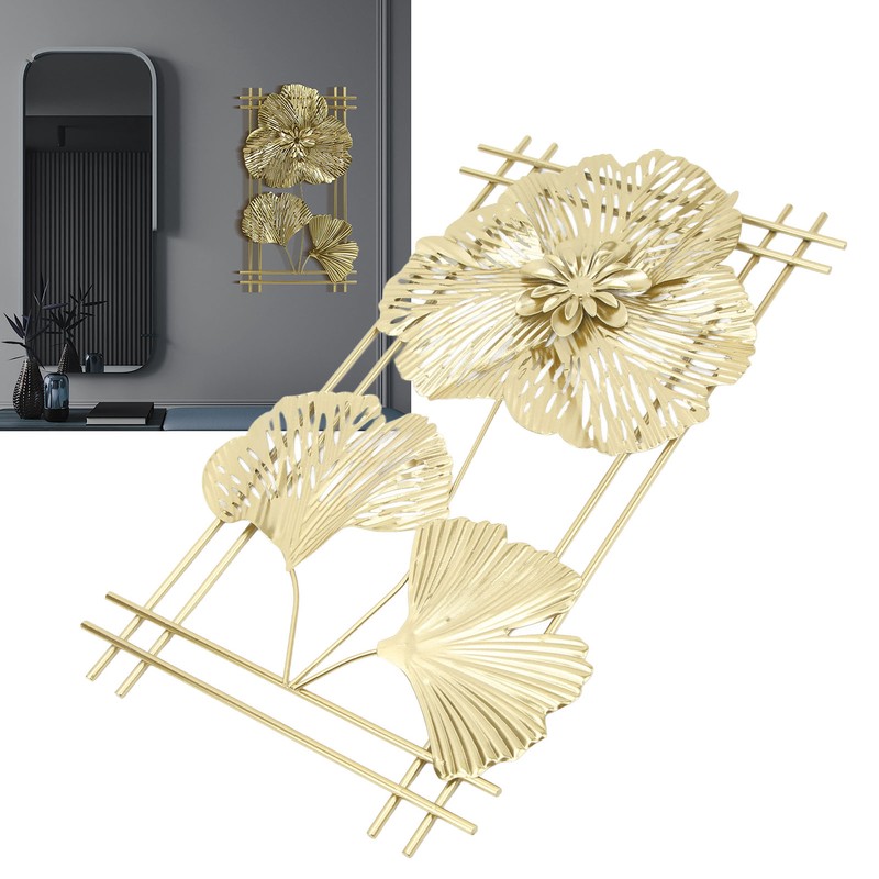 Ginkgo Leaf Wall Hanging Decor Metal Iron 3D Golden Ginkgo