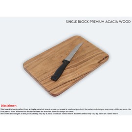 Vesta Homes Single Block Wooden Chopping/Cutting Board/Plate for Kitchen Vegetables, Fruits & Cheese | Natural Acacia Wood | Natural Color, 28 x 20 x 1.5 cm | Handcrafted