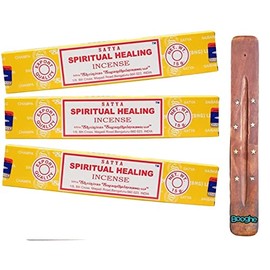 Satya Nag Champa Incense Sticks | x3 pack | with Booghe incense sticks holder (Spiritual Healing)