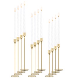 PNAVMG Gold Candle Holder Set of 12 Candlestick Holders Taper Candle Holders Metal Tall Candle Stick for Wedding Tables Centerpieces Candlelight Dinner Home Decor(Candles not Include)