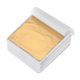 QUARKZMAN 400 Sheets Gold Leaf for Crafts, 9 x 9 cm Imitation Gold Foil Gold Flakes Gold Paper for Acrylic Painting Art Project Craft Furniture Decoration Nails Manicure, Gold