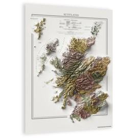 Restoration Cartographic Wall Map of Scotland - Vintage Shaded Relief Print - 2D Topographic Wall Art for Home Decor, Office - World Countries Maps - 20 x 30 Inches