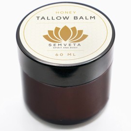 Organic Honey Tallow Balm - 100% Grass Fed Moisturizing Tallow Balm For Sensitive Skin - Tallow Face Cream - Skincare, Tallow Butter, Honey - Tallow Balm Moisturizer