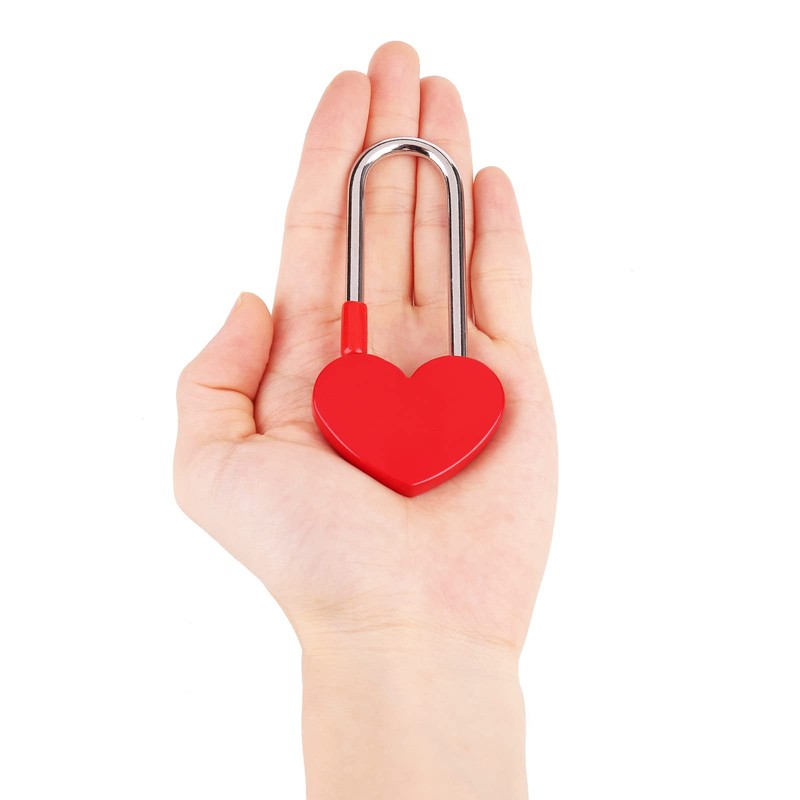 VeYocilk 3.5" 50mm Love Lock Heart Padlock,Red Single Heart Wish