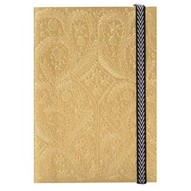 Christian Lacroix A6 Journal, Gold Paseo Pattern â 4.25â x 6â â Layflat Writing Journal with 152 Ruled Ivory Pages, Leather-Like Cover Embossed with Deep Paseo Design, Elastic Closure