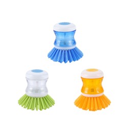 Yuannee Befüllbare Spülbürste,3 PCS Multifunktionale Reinigungsbürste zum Drücken Spülbürste mit Spülmittelspender Spüle Reinigung Farbe Spülbürste Große Spülbürste für Geschirr Töpfe Topf