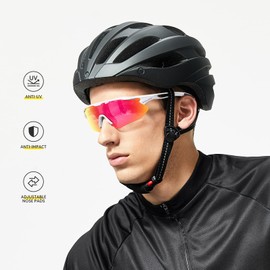 Cycling Glasses with 5 Interchangeable Lenses, Mens Womens Polarized Sports Sunglasses, Running Baseball Cricket Sunglasses