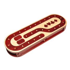 Palm Royal Handicrafts - 4 Track Cribbage Board Made with Blood Wood/Maple Wood with Place of Skunk and Corner 4 Track Continuous Cribbage Board