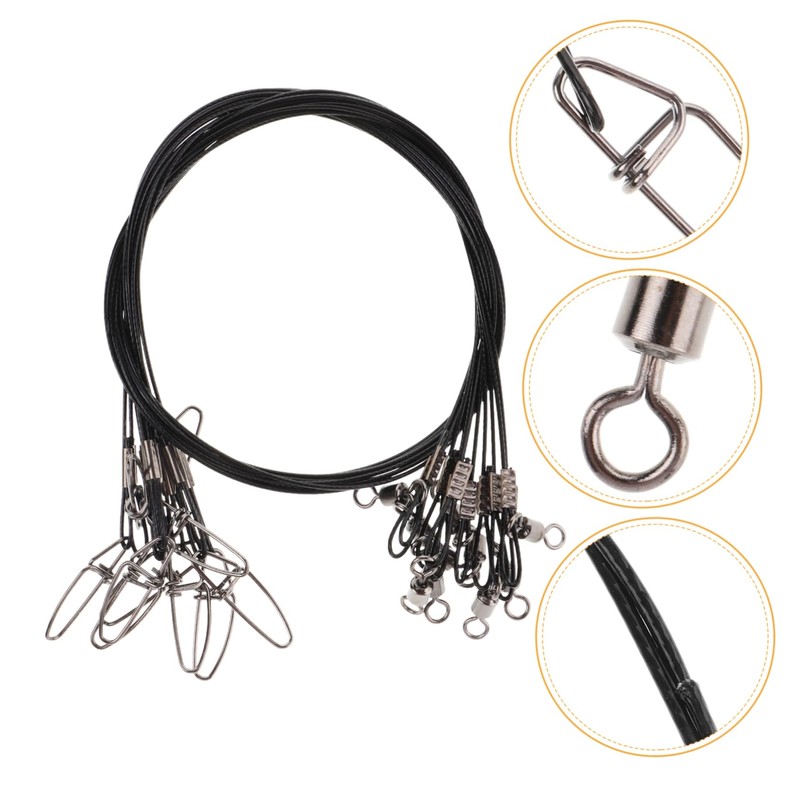 OHPHCALL 10Pcs Heavy Duty Steel Fishing Leaders Low Visibility Wire