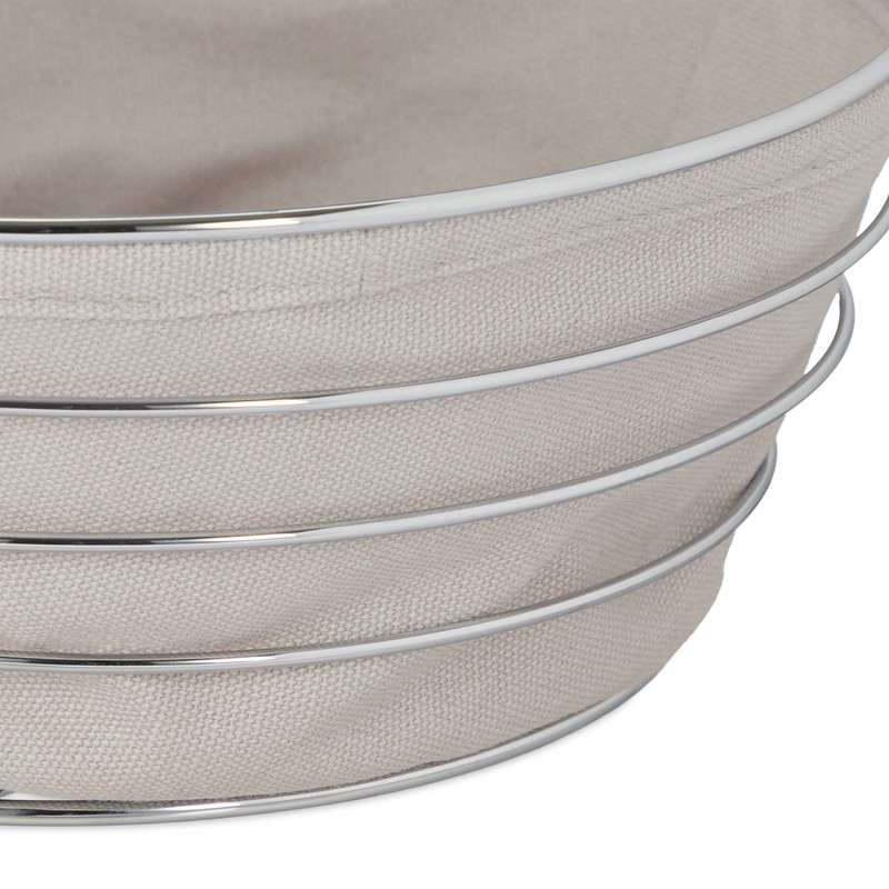 Relaxdays Bread Basket Metal with Removable Fabric Insert, Round, Breakfast
