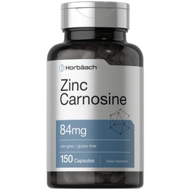 Horbäach Zinc Carnosine Supplement | 84mg per Capsule | 150 Count | Non-GMO & Gluten Free
