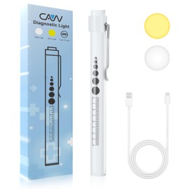 CAVN Rechargeable Pen Light with Pupil Gauge LED Penlights for Nurses Doctors, Warm/White Light, USB Rechargeable Medical Penlight Gifts for Nurses Nursing Student (White)