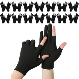RYOHIN Lab Fingerless Gloves, Thin, Sweat Absorbent, Quick Drying, For Work, Sports, Muscle Training, Compression, Inner Gloves, Set of 15 Pairs, Black