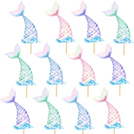 16pcs Mermaid Tail Centerpiece Sticks Mermaid Theme Centerpiece for Table Under The Sea Birthday Party Decoration for Girls Birthday Party Baby Shower Supplies