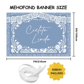 MEHOFOND 7x5ft Cielito Lindo Baby Shower Backdrop Dusty Blue Cielito Lindo Baby Shower Photography Background Mexican Wedding Party Decorations Banner Photo Supplie