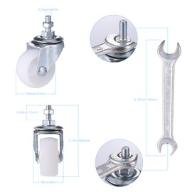 Zocipro 8Pcs Swivel Castor Wheels with nuts and a spanner, PU Rubber Heavy Duty Caster Wheels for DIY, Trolley Furniture Trolley Wheels with Double Ball Bearings Swivel Head (Height 50mm/1.5inch)