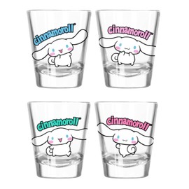 Silver Buffalo Sanrio Cinnamoroll Pose Name Set 4pc. 1.5oz. Mini Glass Set 4x1
