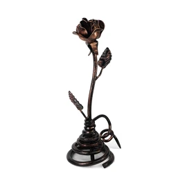 Aoneky Cast Iron Rose with Stand | Hand Forged Rose Sculpture | Romantic Wedding Anniversary Valentine's Day Mother's Day Birthday Gift fo Her Wife Mom Girl Women, Bronze