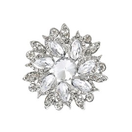 Rhinestone Flower Brooch for Women Vintage Crystal Flower Brooch Pin Elegant Clothing Hat Bag Accessories Christmas Birthday Party Wedding Costume Jewelry (White)