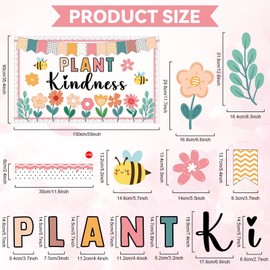 Justforjoyful Fall Floral Bulletin Board Classroom Decorations Plant Kindness Cutouts Positive Inspirational Colorful Flower Bulletin Board for School Office Home Nursery Chalkboard Door Wall Decor