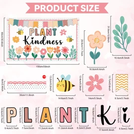 Justforjoyful Fall Floral Bulletin Board Classroom Decorations Plant Kindness Cutouts Positive Inspirational Colorful Flower Bulletin Board for School Office Home Nursery Chalkboard Door Wall Decor