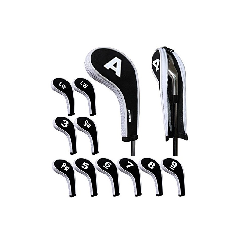 Andux Count Print Golf Iron Covers with Zipper Long Neck