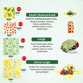 Beeswax Wraps Set of 8 - Organic Beeswax Wraps - 100% Natural & Environmentally Friendly Wax Paper Beeswax Cloths Made of Natural Beeswax Paper for Food - 8 Pieces Red