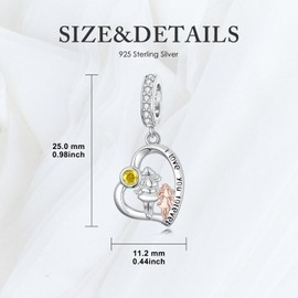 PROESS 925 Sterling Silver Mother Daughter Charm fit Charms Bracelet Charms for Bracelets Jewerly Making Birthday Valentines Day Gifts for Her