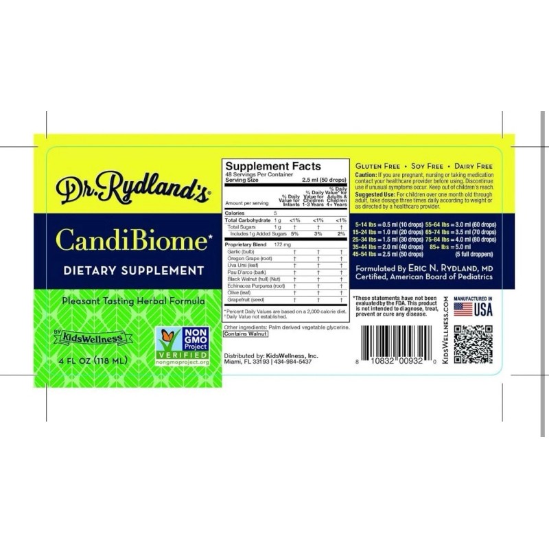 Dr. Rydland's Herbal Supplement | Created by KidsWellness |CandiBiome Exp