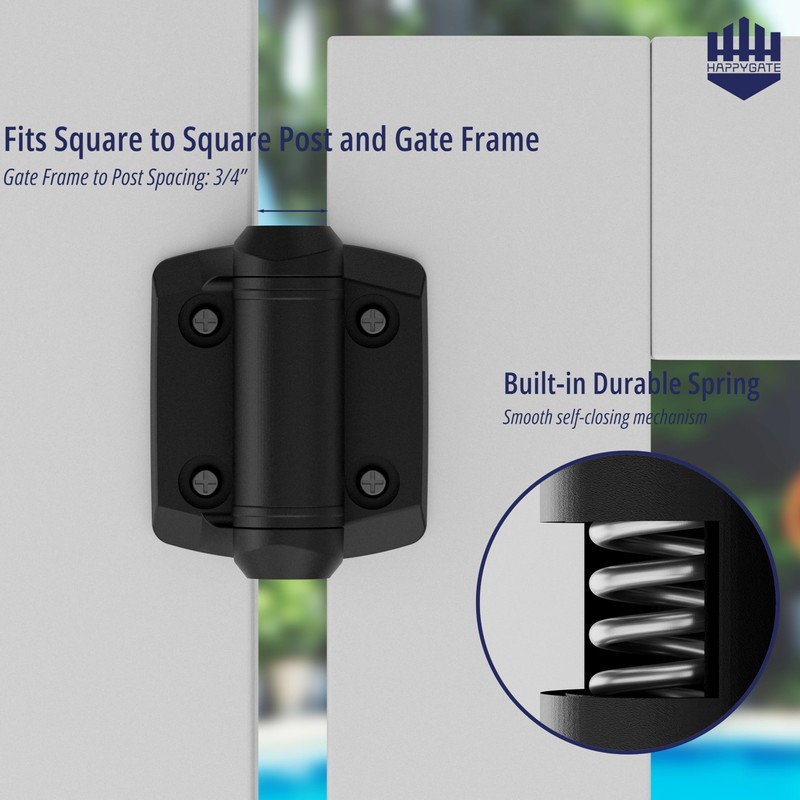 HAPPYGATE Self Closing Gate Hinges Heavy Duty, Adjustable Heavy Duty