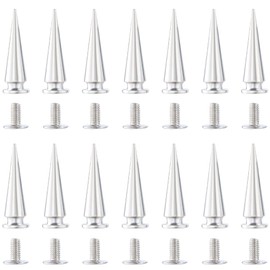 GORGECRAFT 1 Box 30 Sets 28mm Punk Spike Studs Silver Metallic Metal Tree Cone Screwback Rivets Screw on Cone Leathercraft Rivet for Leather Clothing Jackets Shoes DIY Crafts
