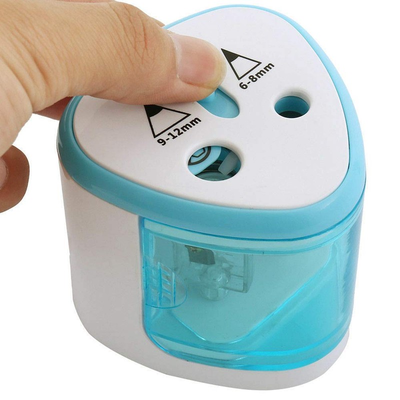 SUPERTOOL Electric Pencil Sharpener Automatic Sharpener Double Hole Silver Stationary