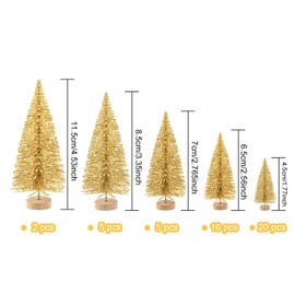 TUPARKA 48 Pieces Miniature Bottle Brush Trees Mini Christmas Trees Sisal Snow Pine Trees Table Top Trees for Christmas Party Decorations DIY Room Decorating Diorama Models (Gold)