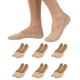 CALZITALY 6 Pairs Liner Cotton Socks Non Slip, Men's Casual No Show Invisible Socks, Italian Hosiery (10-13.5, 6 pairs skin)
