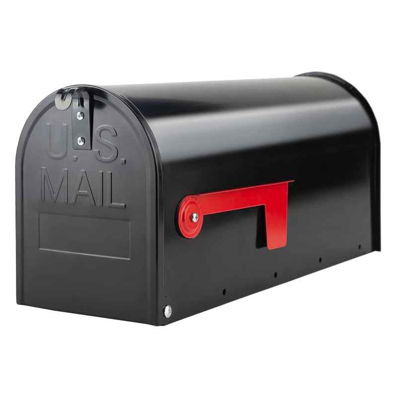 BlissBoard Mailboxes for Outside, Galvanized Steel Medium Black Metal Mailbox,