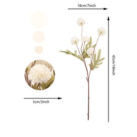 MOEFAL 25 Heads Pom Pom Mum Artificial Flowers, 18" Long Stem Faux Silk Chrysanthemum for DIY Fall Wedding Bouquets, Autumn Centerpieces & Rustic Home Decor - White