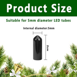 codree 200 PCS No Glow Caps for String Lights, Blackout Caps to Hide The Extra Lights, Christmas Blackout Black Light Cap Covers for String Lights 5mm Diameter