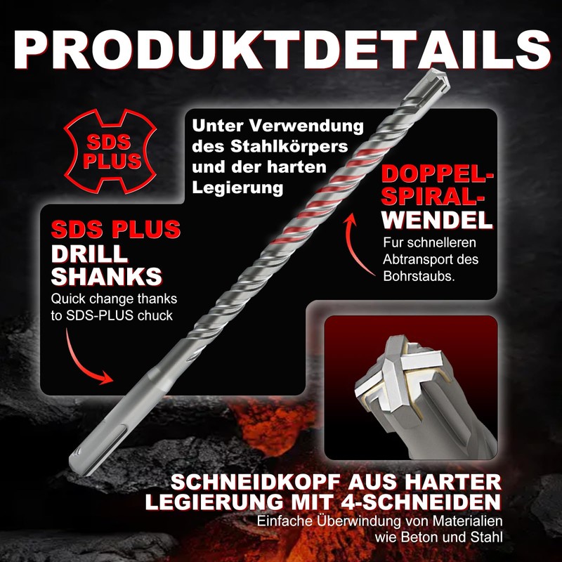 METOTY SDS Plus Drill Bit 10 mm x 160 mm,