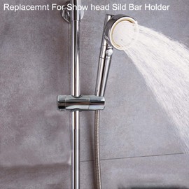 Universal Adjustable Shower Head Holder Slide Bar Bracket Replacement For Slide Bar (18-25MM O.D, Bathroom Slider Clamp,360 Degree Rotation,Sprayer Holder)