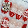 Red Romance Handmade Nail Tips - Almond M / 레드