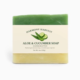 harmony harvest Organic Soap Bar Aloe & Cucumber | Hydrating Sensitive-Skin Cleanser 4 oz