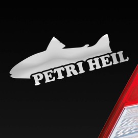 Hellweg Druckerei Petri Heil Greetings Fisherman Fishing Car Sticker Rear Window Sticker