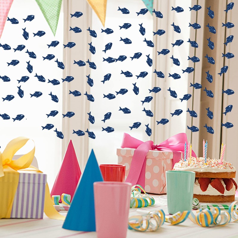 PINKAAJ Set of 100 Blue Glitter Fish Paper Confetti, Ocean