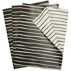 The Gift Wrap Company 58-189204 Striped Flat Gift Wrapping Paper Sheet Set, 30" x 23", Black and Crème, 3 Pieces
