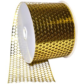 Morex Chicago Poly Honeycomb Ribbon, Poly, 3.25 inches by 50 Yards, Luxor Gold